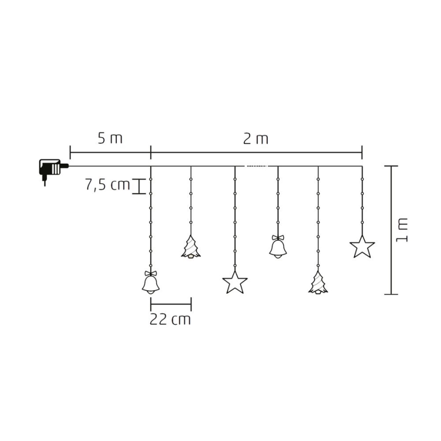 LED Zunanja božična veriga 186xLED 7m IP44 hladna bela