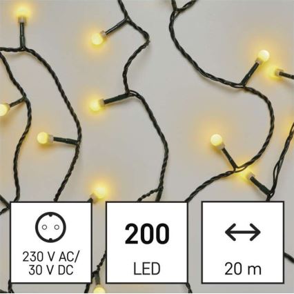 LED Zunanja božična veriga 200xLED/25m IP44 topla bela