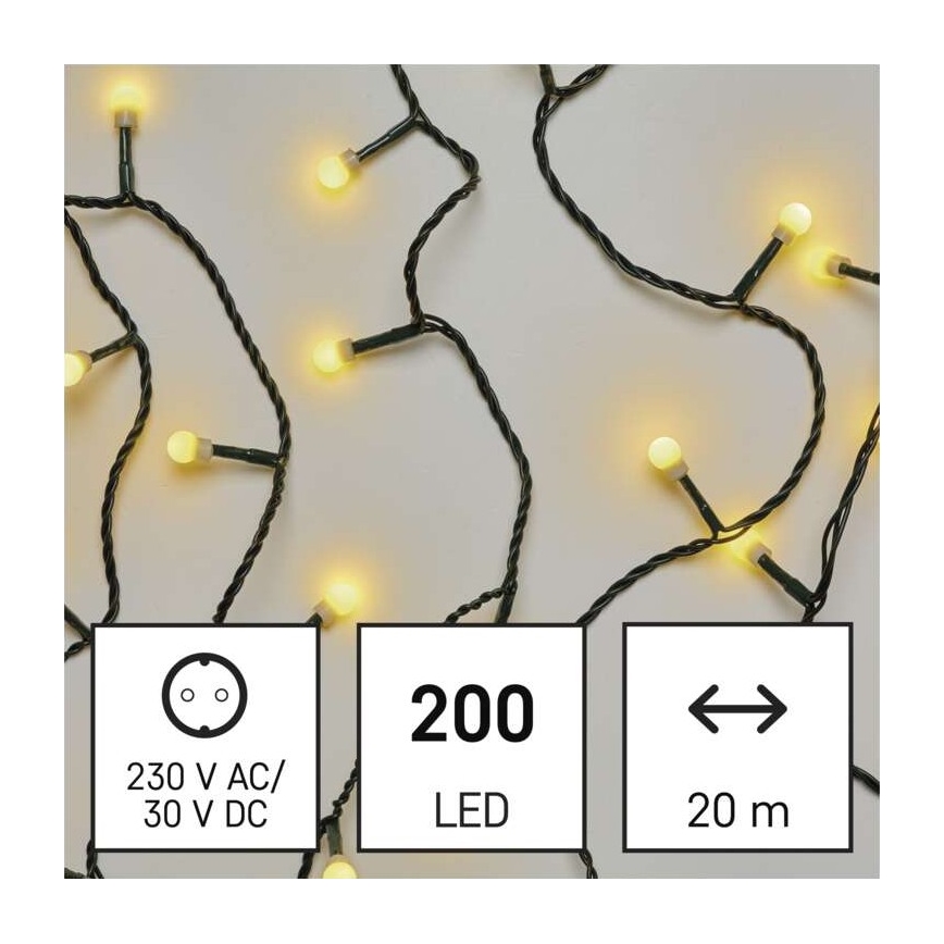 LED Zunanja božična veriga 200xLED/25m IP44 topla bela