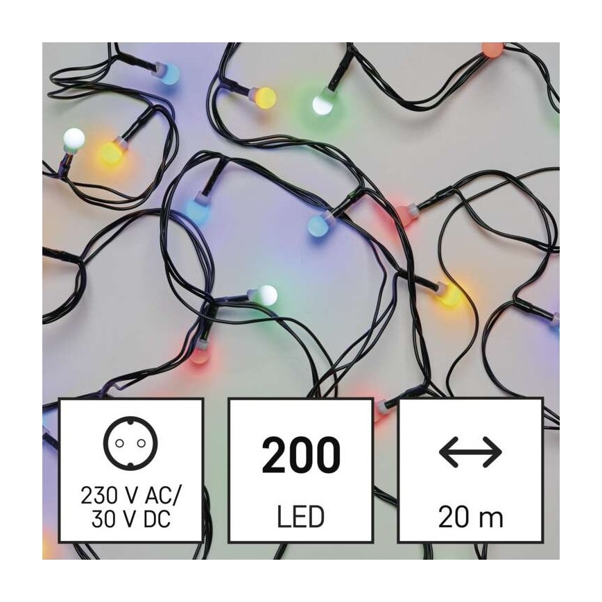 LED Zunanja božična veriga 200xLED/8 načinov 25m IP44 multicolor