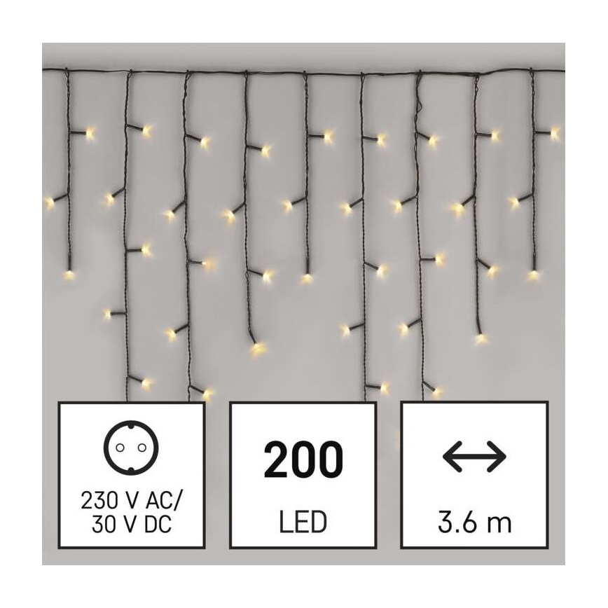 LED Zunanja božična veriga 200xLED/8 načinov 8,6m IP44 topla bela