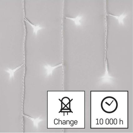 LED Zunanja božična veriga 300xLED/8 načinov 10m IP44 hladna bela + Daljinski upravljalnik