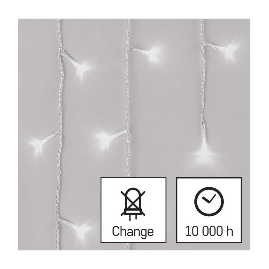LED Zunanja božična veriga 300xLED/8 načinov 10m IP44 hladna bela + Daljinski upravljalnik