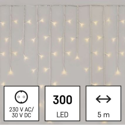 LED Zunanja božična veriga 300xLED/8 načinov 10m IP44 topla bela + Daljinski upravljalnik