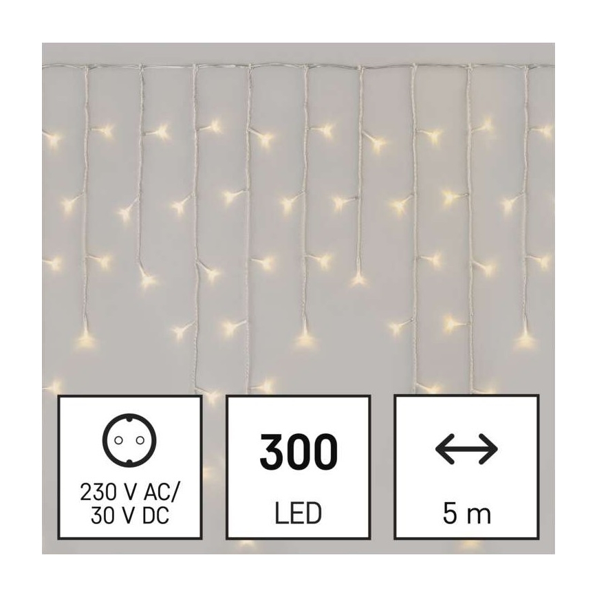 LED Zunanja božična veriga 300xLED/8 načinov 10m IP44 topla bela + Daljinski upravljalnik