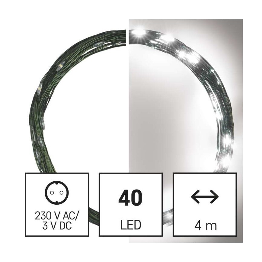 LED Zunanja božična veriga 40xLED/9m IP44 hladna bela
