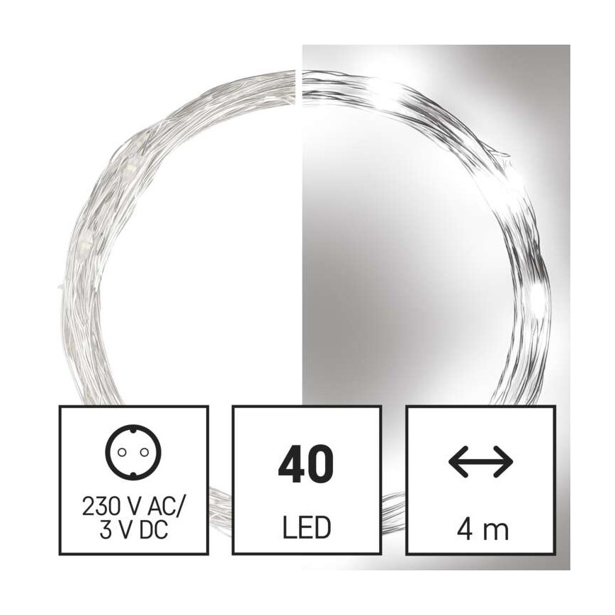 LED Zunanja božična veriga 40xLED/9m IP44 hladna bela