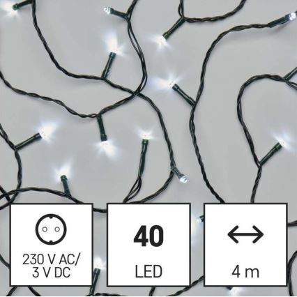 LED Zunanja božična veriga 40xLED/9m IP44 hladna bela