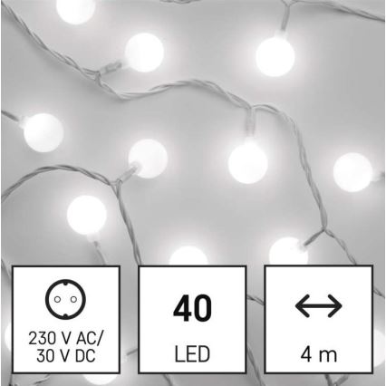 LED Zunanja božična veriga 40xLED/9m IP44 hladna bela