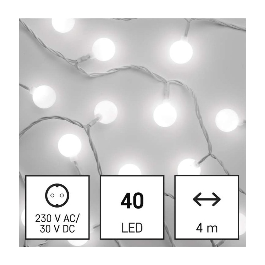 LED Zunanja božična veriga 40xLED/9m IP44 hladna bela