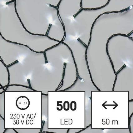 LED Zunanja božična veriga 500xLED/55m IP44 hladna bela