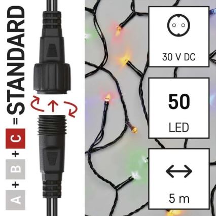 LED Zunanja božična veriga 50xLED/5m IP44 multicolor