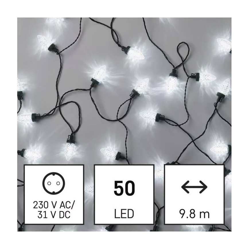 LED Zunanja božična veriga 50xLED/8 funkcij 14,8 m IP44 hladna bela