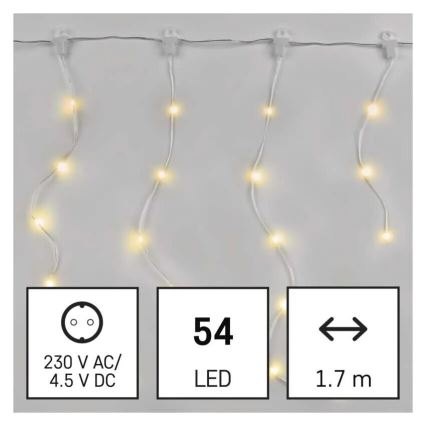 LED Zunanja božična veriga 54xLED/8 funkcij 6,7x0,7m IP44 topla bela
