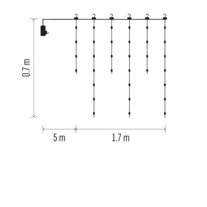 LED Zunanja božična veriga 54xLED/8 funkcij 6,7x0,7m IP44 topla bela