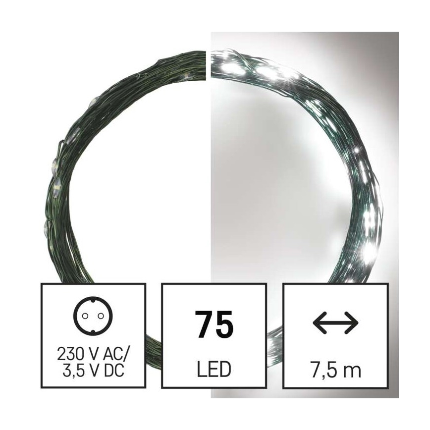 LED Zunanja božična veriga 75xLED/12,5m IP44 hladna bela