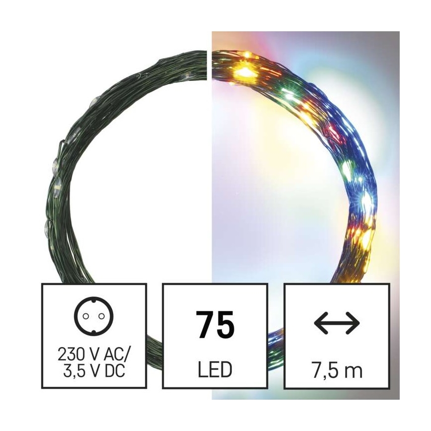 LED Zunanja božična veriga 75xLED/12,5m IP44 multicolor