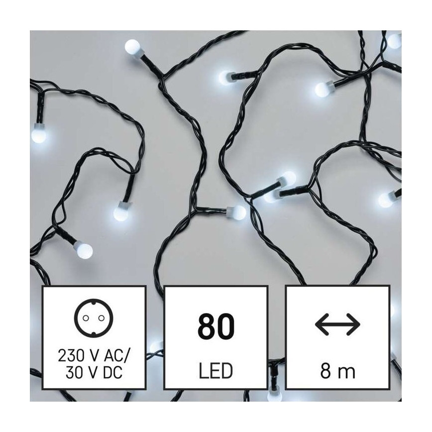 LED Zunanja božična veriga 80xLED/13m IP44 hladna bela