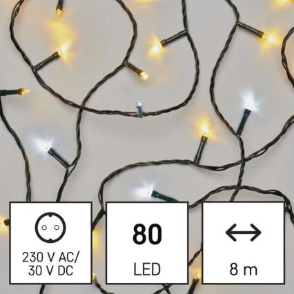 LED Zunanja božična veriga 80xLED/13m IP44 topla/hladna bela