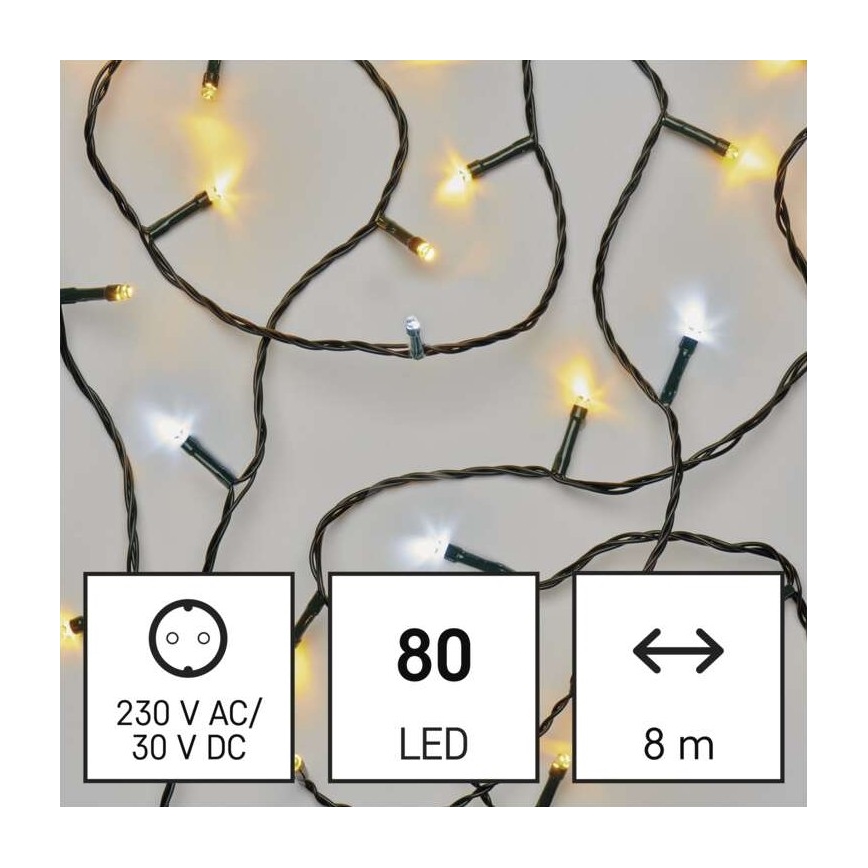 LED Zunanja božična veriga 80xLED/13m IP44 topla/hladna bela