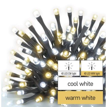LED Zunanja božična veriga 80xLED/13m IP44 topla/hladna bela