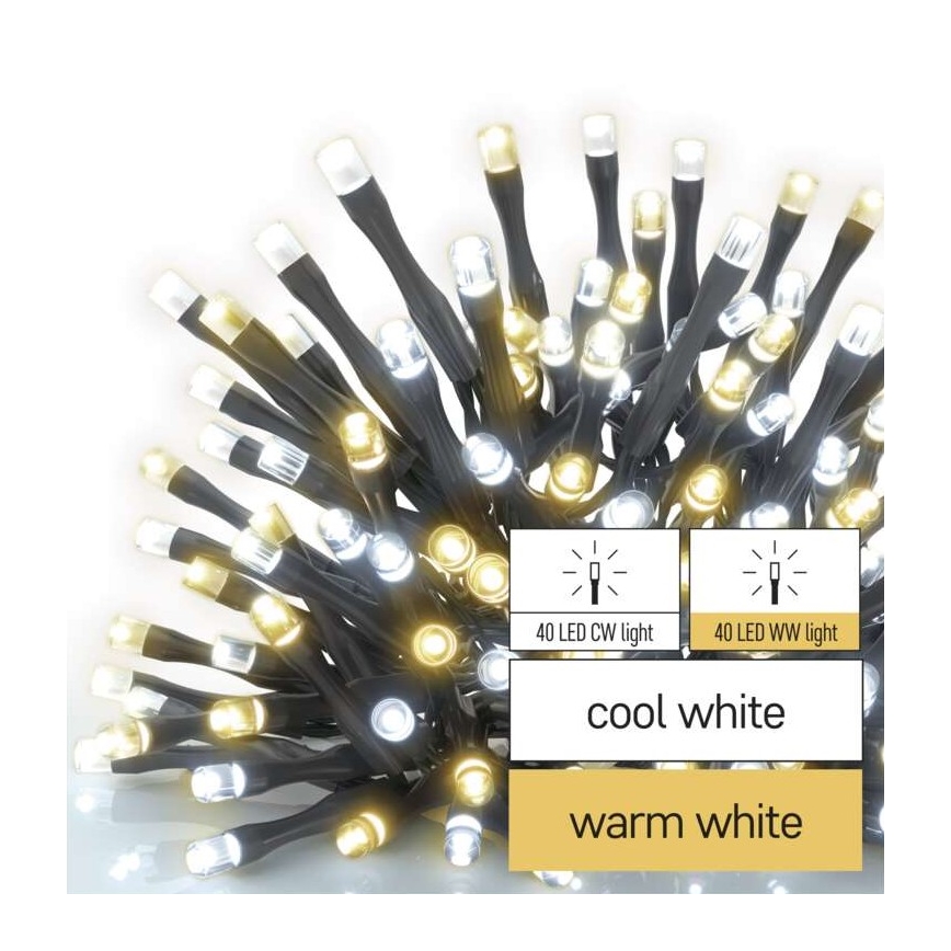 LED Zunanja božična veriga 80xLED/13m IP44 topla/hladna bela