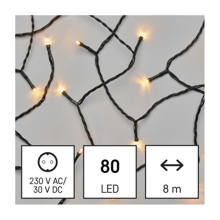 LED Zunanja božična veriga 80xLED/13m IP44 vintage