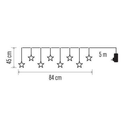 LED Zunanja božična veriga 8xLED/5,84m IP44 zvezde