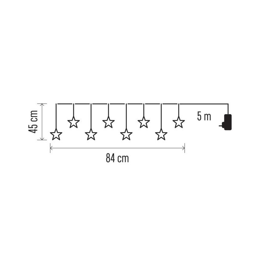 LED Zunanja božična veriga 8xLED/5,84m IP44 zvezde