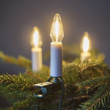 LED Zunanja božična veriga FELICIA FILAMENT 20xE10 19m prozorna/topla bela IP44, Made in the EU