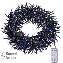 LED Zunanja božična veriga s senzorjem zvoka 576xLED/8 funkcij 8m IP44 multicolor + Daljinski upravljalnik