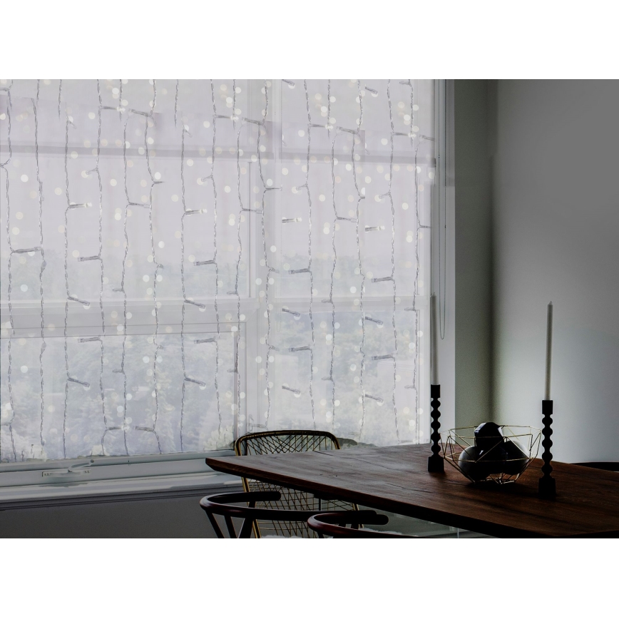 LED Zunanja božična zavesa CURTAIN 480xLED/8,4W/230V 3x3 m IP44 hladno bela