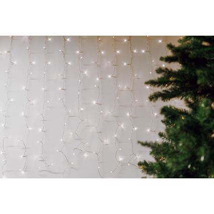 LED Zunanja božična zavesa CURTAIN 480xLED/8,4W/230V 3x3 m IP44 hladno bela