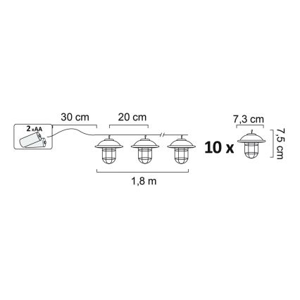 LED Zunanja dekorativna razsvetljava LOFT 10xLED/2xAA