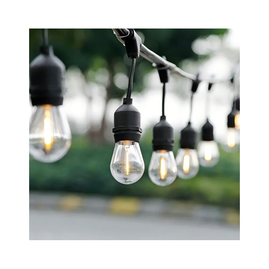 LED Zunanja dekorativna veriga 10xE27/1W/230V 10 m IP65 črna