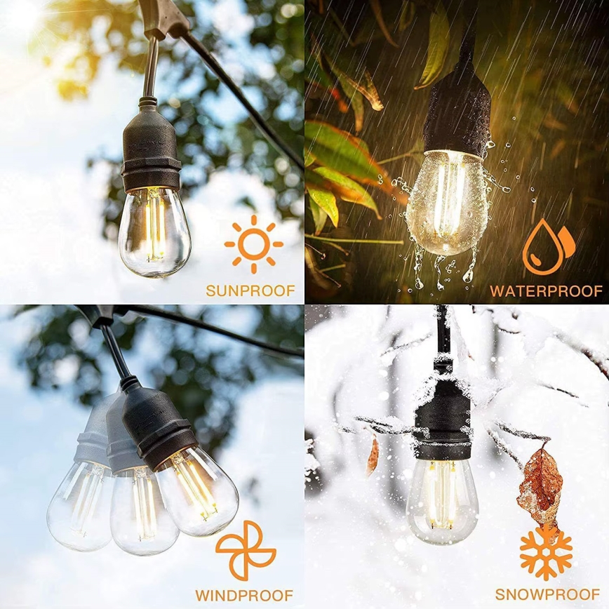 LED Zunanja dekorativna veriga 10xE27/1W/230V 10 m IP65 črna