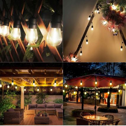 LED zunanja dekorativna veriga 30xE27/1W/230V 16,44 m IP44 črna