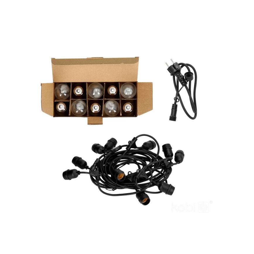 LED Zunanja dekorativna veriga BAJA ST64 10xE27/1W/230V 10,9m IP44 topla bela