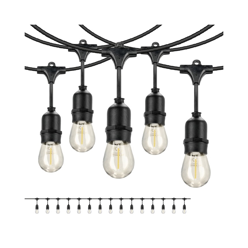 LED Zunanja dekorativna veriga BAJA ST64 15xE27/1W/230V 15,9m IP44 topla bela