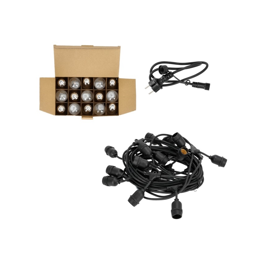 LED Zunanja dekorativna veriga BAJA ST64 15xE27/1W/230V 15,9m IP44 topla bela