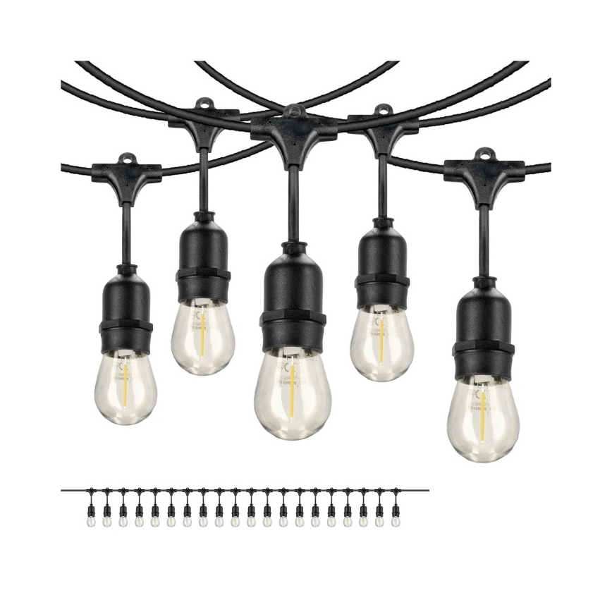 LED Zunanja dekorativna veriga BAJA ST64 20xE27/1W/230V 10,9m IP44 topla bela
