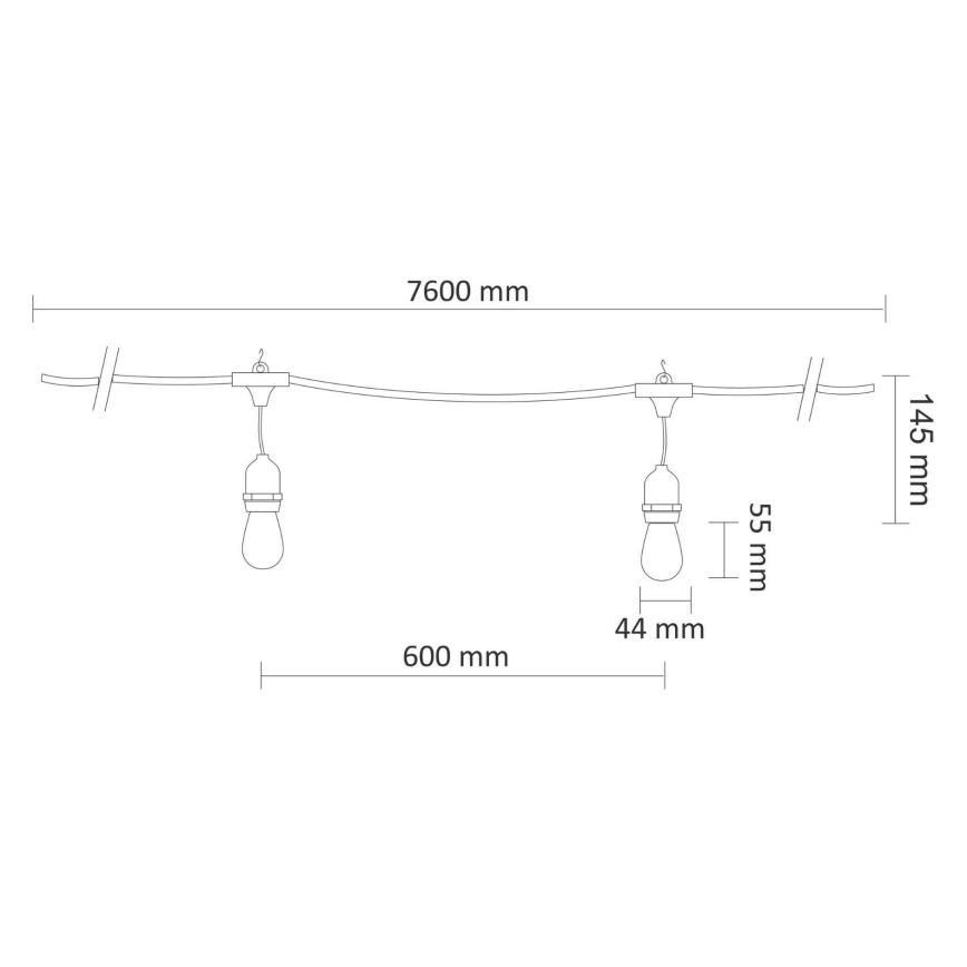 LED Zunanja dekorativna veriga PARTY NEON 7,6 m 10xE27/0,6W/36V IP44