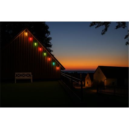 LED zunanja girlanda CONE FILAMENT 20xE10 19 m barvna/toplo bela IP44, Izdelano v EU