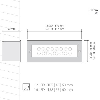 LED Zunanja razsvetljava 1x12LED/1W/230V IP54