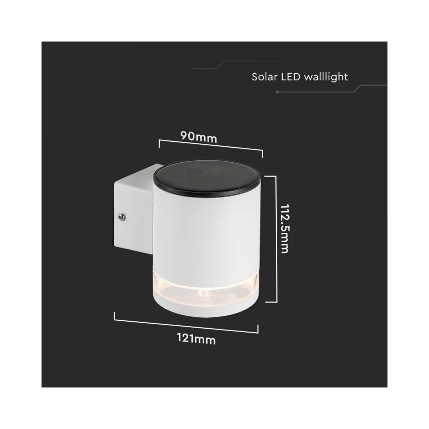 LED Zunanja solarna stenska svetilka LED/1W/3,7V 3000K IP54 1200 mAh bela