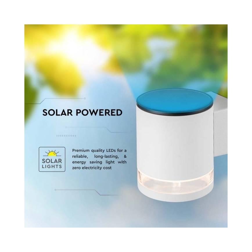 LED Zunanja solarna stenska svetilka LED/1W/3,7V 3000K IP54 bela