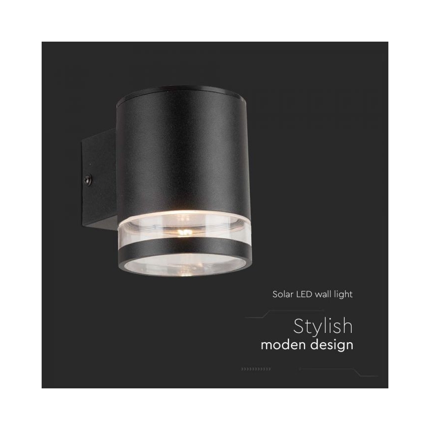 LED Zunanja solarna stenska svetilka LED/1W/3,7V 3000K IP54 črna