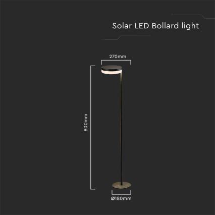 LED Zunanja solarna svetilka LED/2W/3,7V 3000K IP54 črna