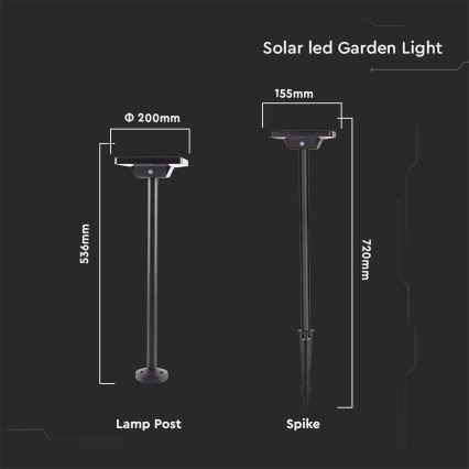 LED Zunanja solarna svetilka 2v1 LED/2W/3,7V IP65 3000/4000/6500K