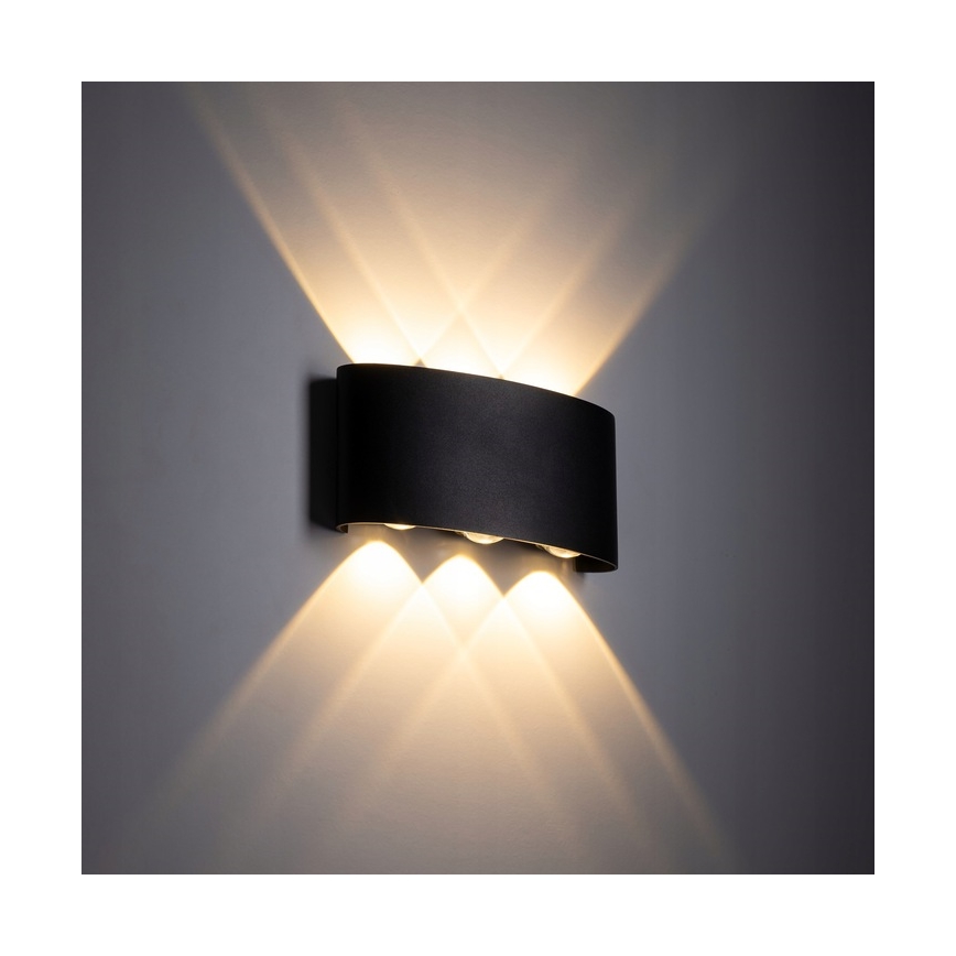 LED Zunanja stenska svetilka ARROW 6xLED/1W/230V IP54 črna